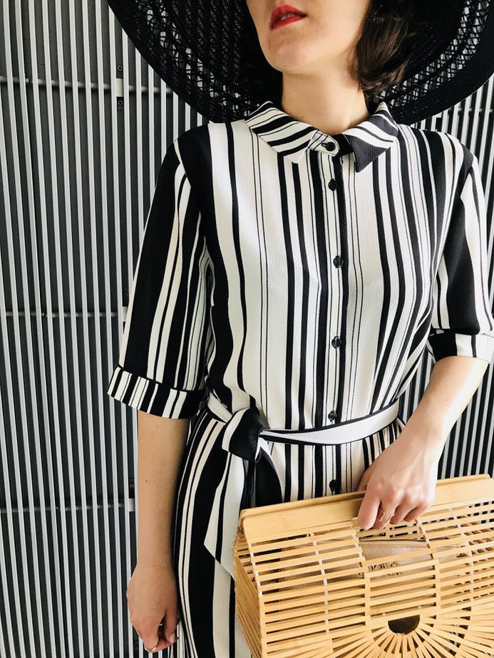 striped dress midi